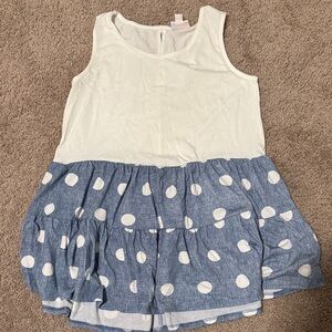 LuLaRoe White and Blue Polka Dot Tank Top